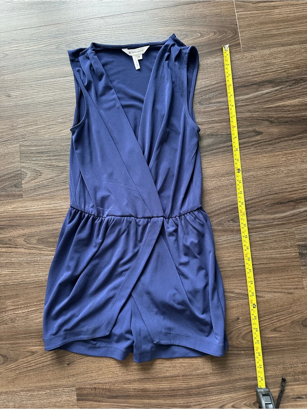 BCBG XS Navy Blue Sleeveless Wrap Romper